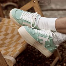 Tennis Basses Vert Menthe Vegan - Faguo - Coton Recyclée - Produit Vegan - Modèle Walnut Platform