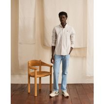 Chemise Rayée Beige & Camel - Faguo - En Coton & Lin - Modèle Ivoy
