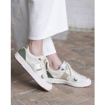 Baskets Kaki & Dorée - Faguo - Cuir Recyclée - Modèle Ceiba
