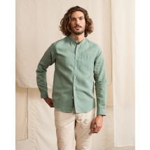 Chemise Col Officier Vert Clair - Faguo - En Lin - Modèle Chiavari