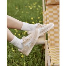 Baskets Basses Beiges & Blanches - Faguo - Suede Synthétique Recyclée - Modèle Hazel