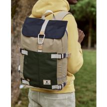 Sac A Dos Beige & Navy & Kaki - Faguo - Tisse Synthétique Recyclée - Modèle Commuter