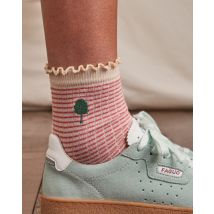 Chaussettes Femme Écrues Et Roses - Faguo - En Mailles - Modèle Socks X1