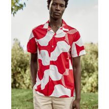 Chemise Rouge & Crème À Motifs - Faguo - En Chaine Et Trame - Modèle Vimy