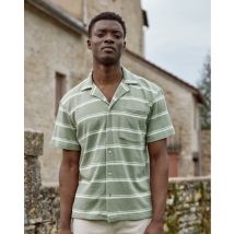 Chemise Kaki & Écrue Maille À Rayures - Faguo - En Mailles - Modèle Paiolive