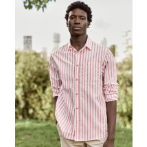 Chemise Rouge & Crème À Rayures - Faguo - Chaine Et Trame Recyclée - Modèle Signy