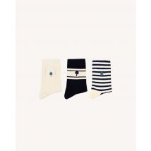 Chaussettes Écrues & Bleu Marine - Faguo - Mailles Recyclée - Modèle Short Socks X3