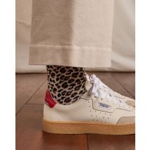 Chaussettes Femme Écrues Et Léopard - Faguo - En Mailles - Modèle Socks X1