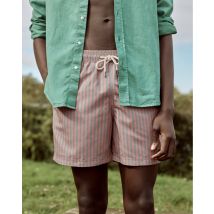 Maillot De Bain Kaki & Rose Rayé - Faguo - Chaine Et Trame Recyclée - Modèle Mimizan