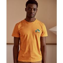 T-shirt Orange Clair Vélo Brodé - Faguo - Mailles Recyclée - Modèle Arcy