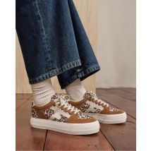 Tennis Écrues & Léopard - Faguo - En Tissu-suede - Modèle Walnut Platform