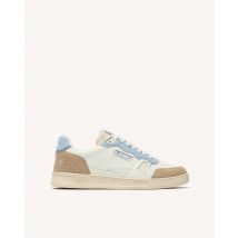 Baskets Écrues & Bleu, Cuir & Suède - Commute 1 - Faguo