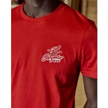 T-shirt Rouge Foncé Broderie 'carpenter Club' - Faguo - En Mailles - Modèle Arcy