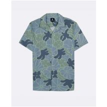 Chemise Manches Courtes Verte & Bleue Imprimé Fleurs - Faguo - En Coton - Modèle Vimy