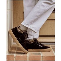 Tennis Noires & Léopard - Faguo - En Suede - Modèle Walnut Mid