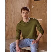 T-shirt Manches Longues Vert Olive Foncé Coton - Bailly - Faguo