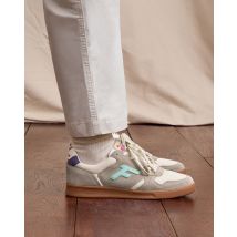 Baskets Cuir Suède Beige Et Kaki Clair - Palmer - Faguo