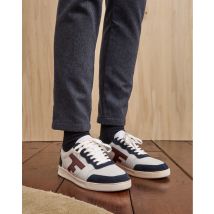 Baskets Blanc Et Bleu Marine Cuir - Hazel - Faguo