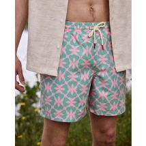 Short De Bain Vert Clair Et Rose - Mimizan - Faguo