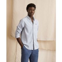 Chemise En Lin Rayée Écru Et Bleu - Ivoy - Faguo
