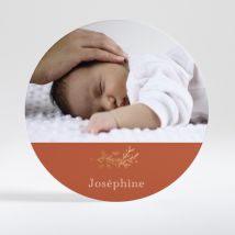 Faire-part de naissance Brindille dorée rond - Divers coloris - Format: Rond - Conception sur-mesure avec expertise - Faire-Part Élégant