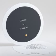 Carton d'invitation mariage Poudre d'or - Divers coloris - Format: Rond - Conception sur-mesure avec expertise - Faire-Part Élégant