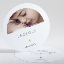Faire-part de naissance Elégante étoile - Divers coloris - Format: Rond - Conception sur-mesure avec expertise - Faire-Part Élégant