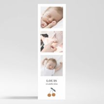 Faire-part de naissance Cerise - Divers coloris - Format: Marque-page Magnet (5,4 x 19,4 cm) - Conception sur-mesure avec expertise - Faire-Part