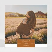 Faire-part de naissance Charme Magnet - Divers coloris - Format: Petit carré Magnet (9,5 x 9,5 cm) - Conception sur-mesure avec expertise - Faire-Part