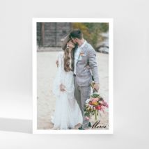 Remerciements mariage Thanks - Divers coloris - Format: Carte postale portrait Magnet (9,5 x 13,8 cm) - Conception sur-mesure avec expertise -