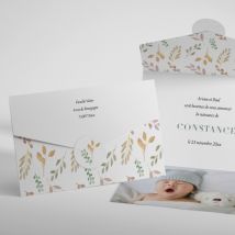 Faire-part de naissance Florissant - Divers coloris - Format: Pochette Enveloppe (17,4 x 11,8 cm) - Conception sur-mesure avec expertise - Faire-Part