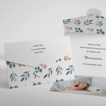 Faire-part de naissance Liberty - Divers coloris - Format: Pochette Enveloppe (17,4 x 11,8 cm) - Conception sur-mesure avec expertise - Faire-Part