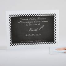 Faire-part de naissance Damier ardoise - Divers coloris - Format: Rectangle - Conception sur-mesure avec expertise - Faire-Part Élégant