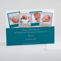 Faire-part de naissance Quatre polaroids - Divers coloris - Format: Rectangle - Conception sur-mesure avec expertise - Faire-Part Élégant