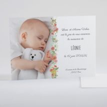 Faire-part de naissance Guirlande fleurie - Divers coloris - Format: Rectangle - Conception sur-mesure avec expertise - Faire-Part Élégant