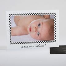 Remerciements naissance Damier ardoise - Divers coloris - Format: Rectangle - Conception sur-mesure avec expertise - Faire-Part Élégant