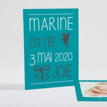 Faire-part de naissance Symboles de joie Fille - Divers coloris - Format: Rectangle - Conception sur-mesure avec expertise - Faire-Part Élégant