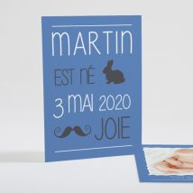 Faire-part de naissance Symboles de joie Garçon - Divers coloris - Format: Rectangle - Conception sur-mesure avec expertise - Faire-Part Élégant