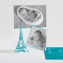 Faire-part de naissance Paris chic - Divers coloris - Format: Rectangle - Conception sur-mesure avec expertise - Faire-Part Élégant