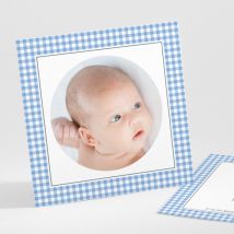 Faire-part de naissance Petit vichy photo - Divers coloris - Format: Petit carré - Conception sur-mesure avec expertise - Faire-Part Élégant