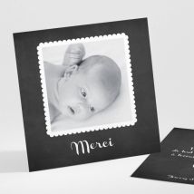 Remerciements naissance Ardoise petit biscuit - Divers coloris - Format: Petit carré - Conception sur-mesure avec expertise - Faire-Part Élégant
