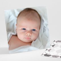 Remerciements naissance Beau patchwork losanges - Divers coloris - Format: Petit carré - Conception sur-mesure avec expertise - Faire-Part Élégant