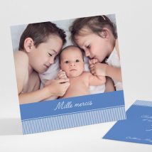 Remerciements naissance Cadre photo nœud élégant - Divers coloris - Format: Petit carré - Conception sur-mesure avec expertise - Faire-Part Élégant