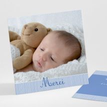 Remerciements naissance Fine cordelette - Divers coloris - Format: Petit carré - Conception sur-mesure avec expertise - Faire-Part Élégant
