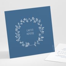 Carton réponse mariage Couronne de feuilles - Divers coloris - Format: Petit carré - Conception sur-mesure avec expertise - Faire-Part Élégant