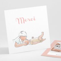 Remerciements naissance Câlin frangin - Divers coloris - Format: Petit carré - Conception sur-mesure avec expertise - Faire-Part Élégant