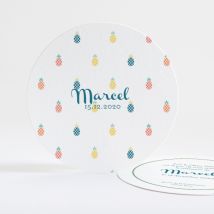 Faire-part de naissance Ananas pastel rond - Divers coloris - Format: Rond - Conception sur-mesure avec expertise - Faire-Part Élégant