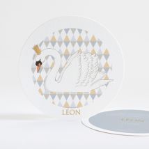 Faire-part de naissance Cygne - Divers coloris - Format: Rond - Conception sur-mesure avec expertise - Faire-Part Élégant