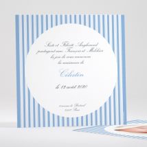Faire-part de naissance Double rayures Garçon - Divers coloris - Format: Carré - Conception sur-mesure avec expertise - Faire-Part Élégant