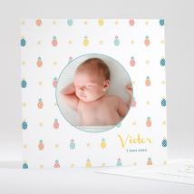 Faire-part de naissance Ananas - Divers coloris - Format: Carré - Conception sur-mesure avec expertise - Faire-Part Élégant